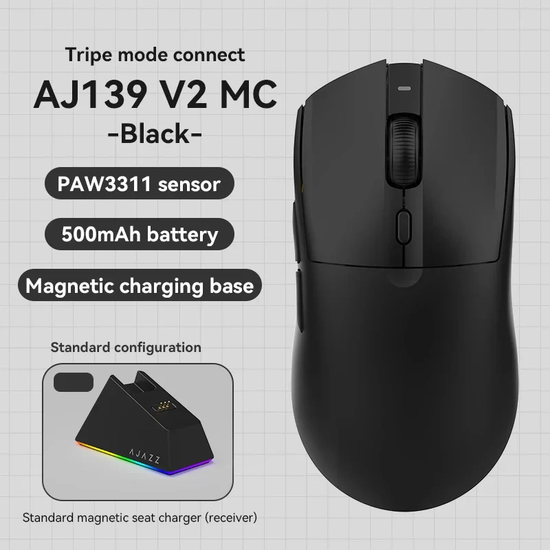 AJAZZ AJ139 V2 MC Black беспроводная игровая мышь с док-станцией фото 1