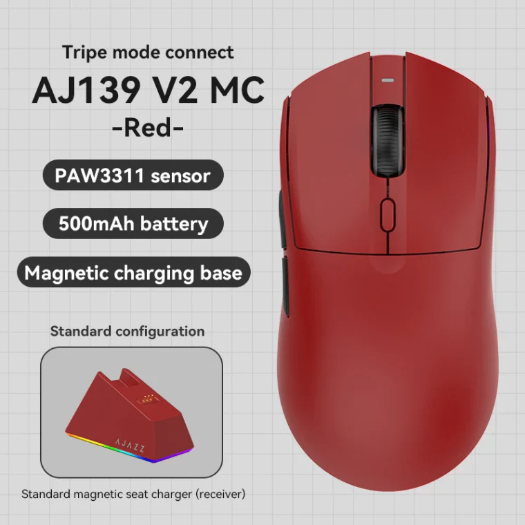 AJAZZ AJ139 V2 MC Red бездротова ігрова миша з док-станцією фото 1