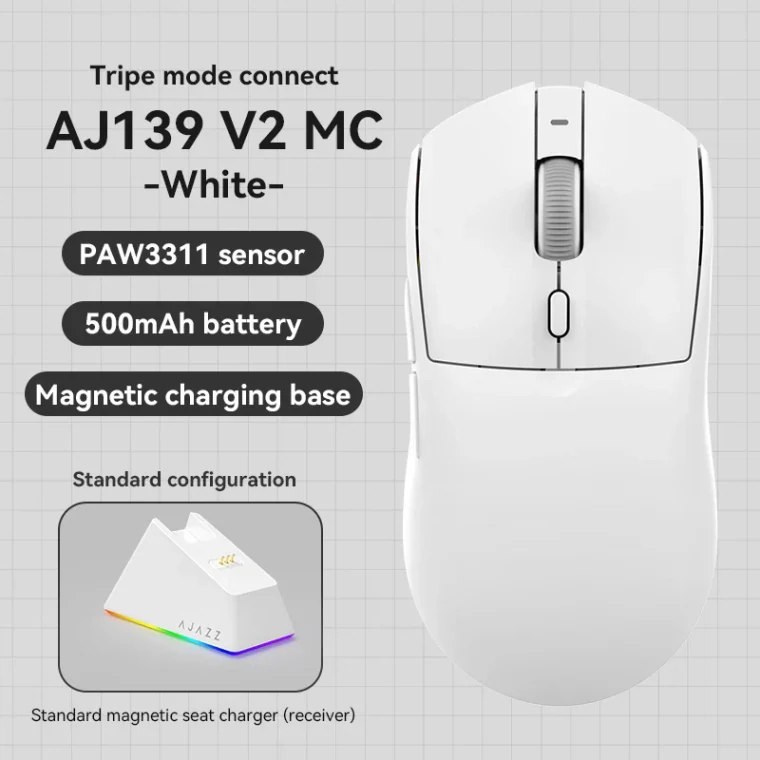 AJAZZ AJ139 V2 MC White бездротова ігрова миша з док-станцією фото 1