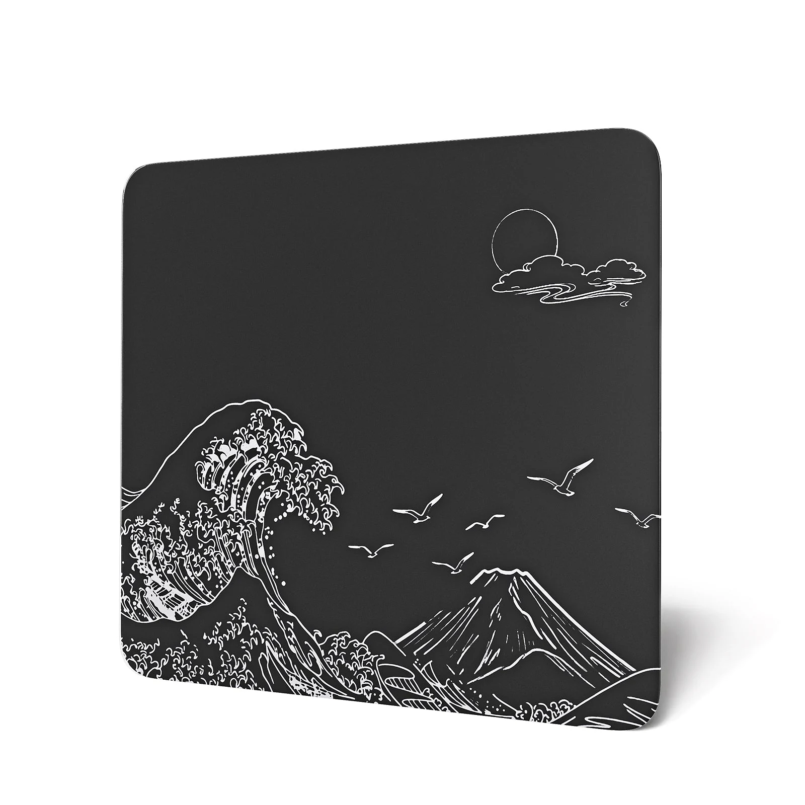 Attack Shark CM05 Ukiyo Midnight Black ігровий килимок з загартованого скла, фото 1