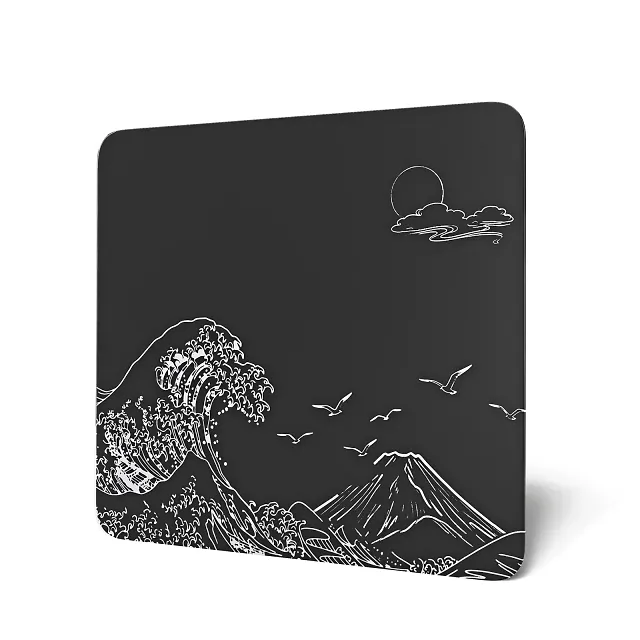 Attack Shark CM05 Ukiyo Midnight Black ігровий килимок з загартованого скла, фото 1