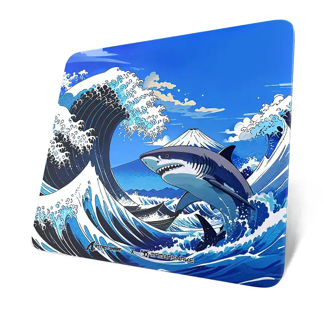 Attack Shark CM05 Wave Shark ігровий килимок з загартованого скла, фото 1