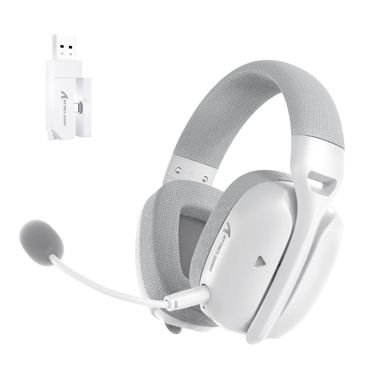 Attack Shark L80PRO White бездротова ігрова гарнітура на білому фоні - фото 1