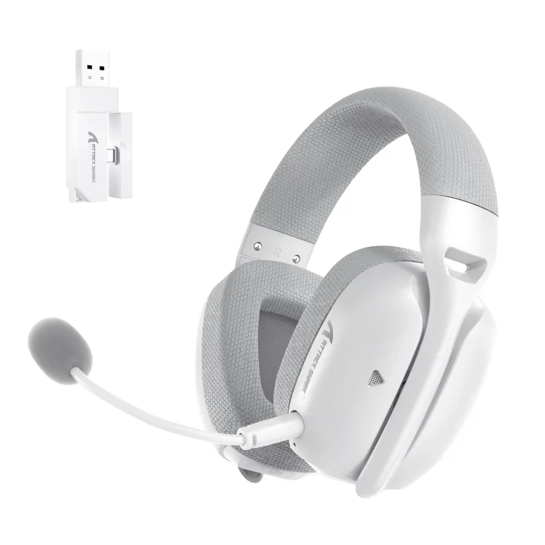 Attack Shark L80PRO White бездротова ігрова гарнітура на білому фоні - фото 1