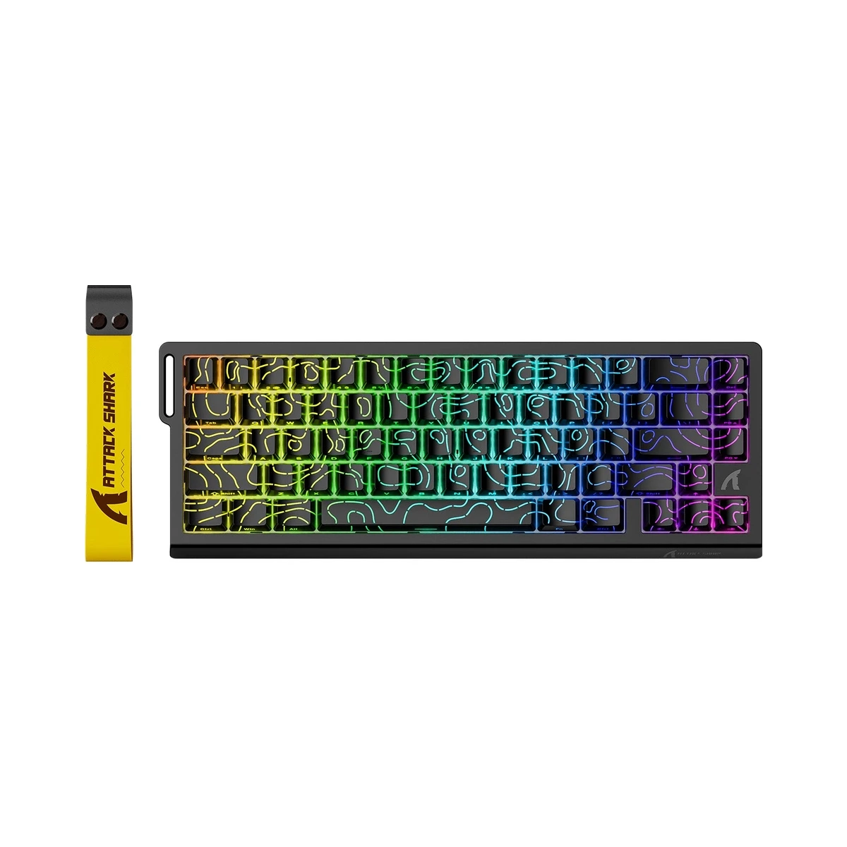 Attack Shark X68 HE Black Contours магнітна ігрова клавіатура 60% на білому фоні - фото 1