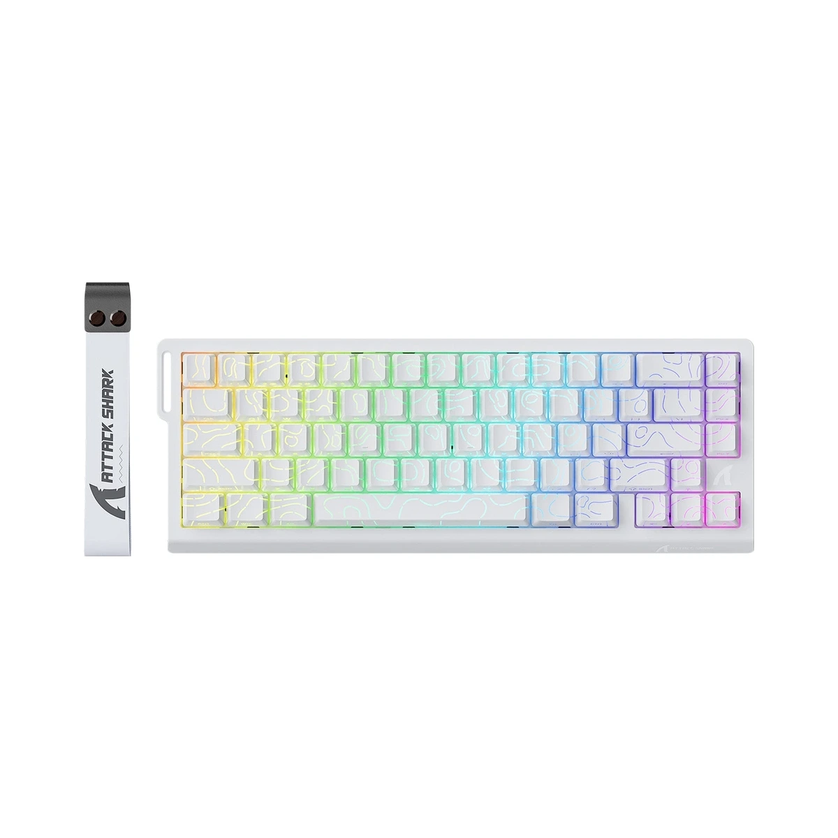 Attack Shark X68 HE White Contours магнітна ігрова клавіатура 60% на білому фоні - фото 1