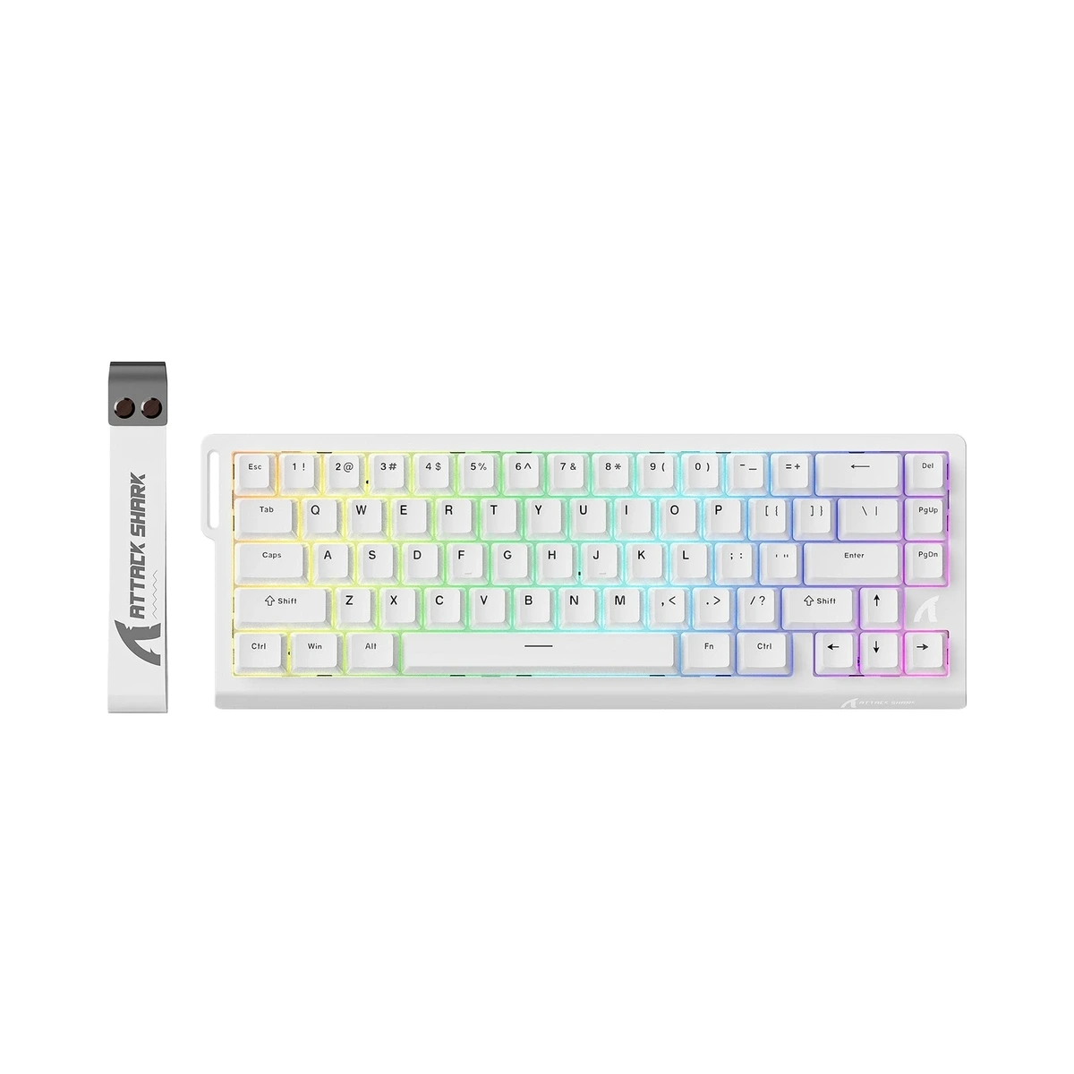 Attack Shark X68 HE White магнітна ігрова клавіатура 60% на білому фоні - фото 1