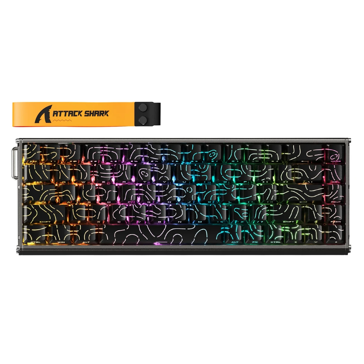 Attack Shark X68MAX HE Black Contours магнітна ігрова клавіатура 60% на білому фоні - фото 1