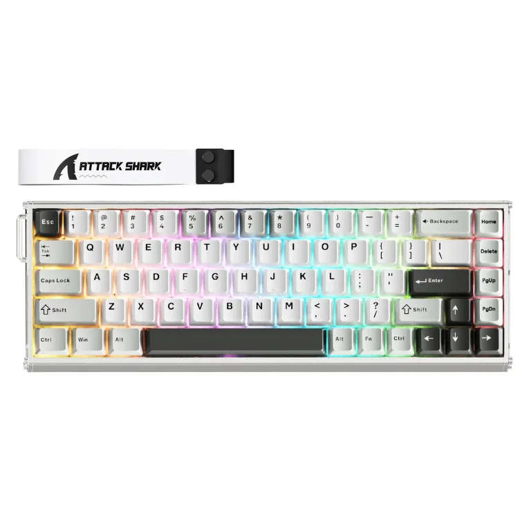 Attack Shark X68MAX HE Star White магнітна ігрова клавіатура 60% на білому фоні - фото 1