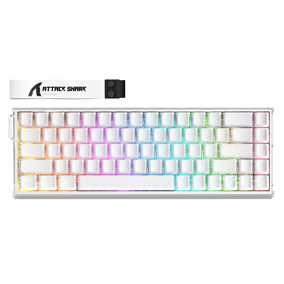 Attack Shark X68MAX HE White Contours магнітна ігрова клавіатура 60% на білому фоні - фото 1