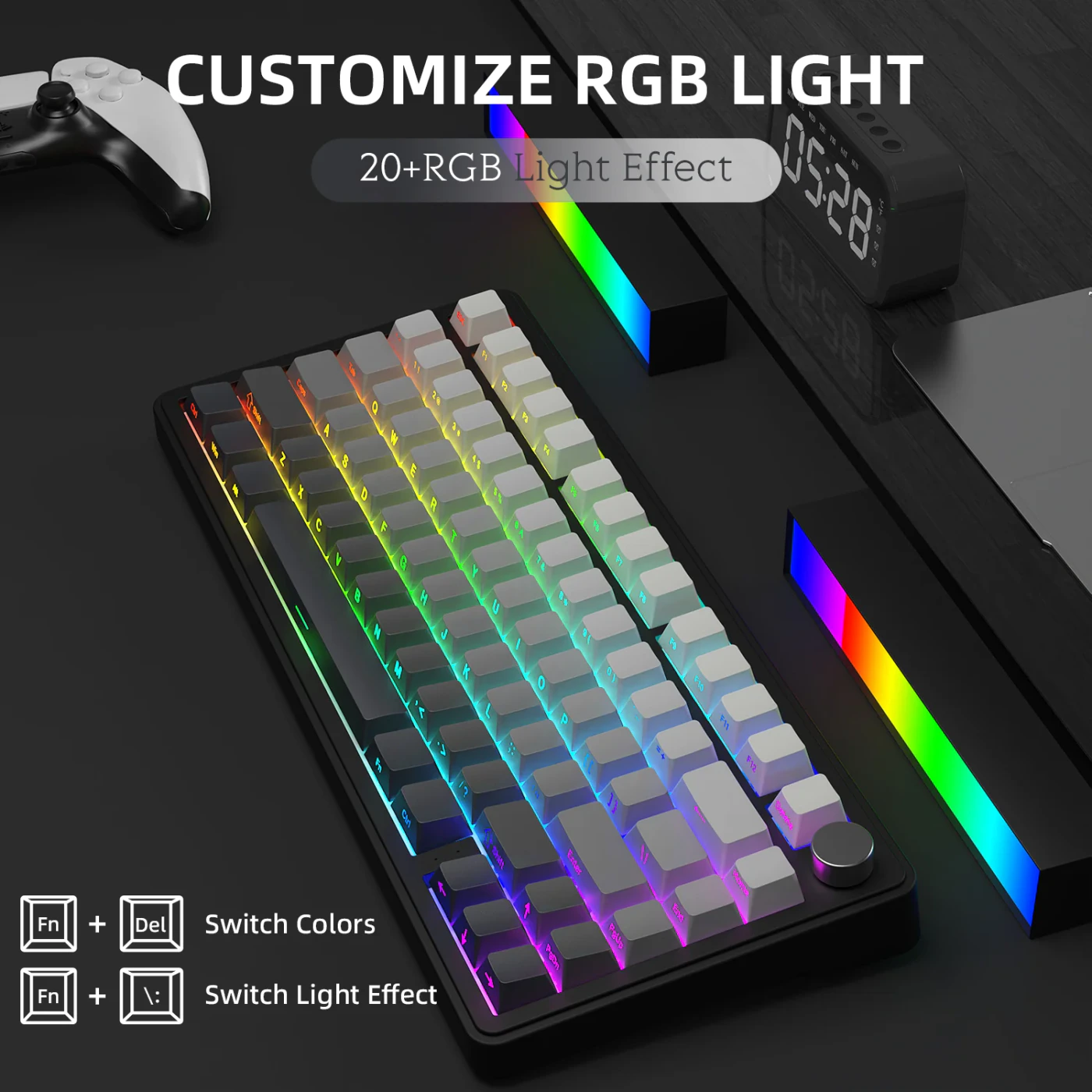 Attack Shark X85 Gradient Black бездротова механічна клавіатура 75%: Три режими підключення X85