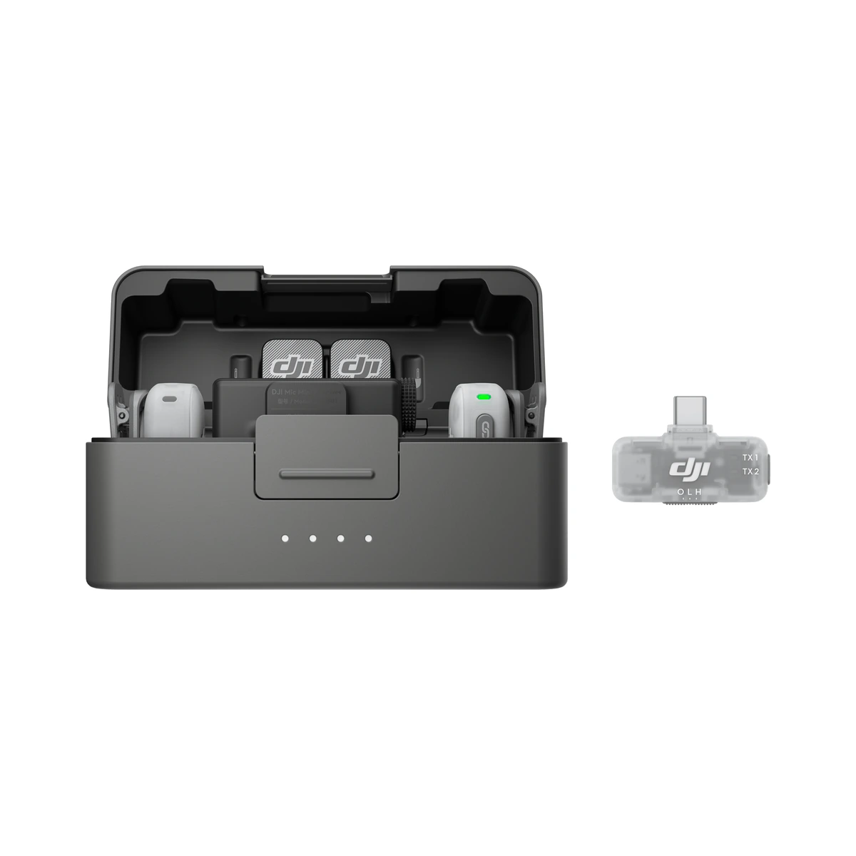 DJI Mic Mini 2 (2 TX + 1 RX + Charging Case + Mobile Receiver) бездротова мікрофонна система на білому фоні