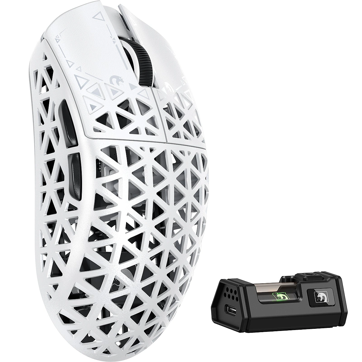MAMBASNAKE M5 Ultra White карбоновая беспроводная игровая мышь 8K PAW3950MAX, фото 1