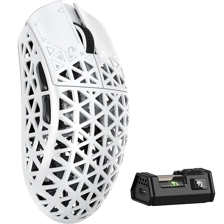 MAMBASNAKE M5 Ultra White карбоновая беспроводная игровая мышь 8K PAW3950MAX, фото 1