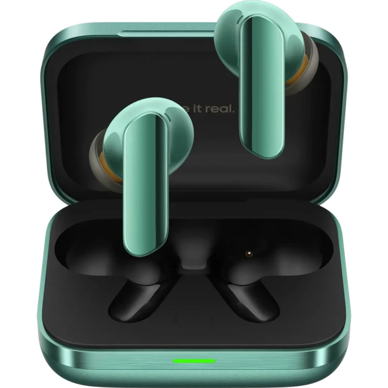realme Buds Air 7 Pro Racing Green TWS earbuds with ANC in charging case